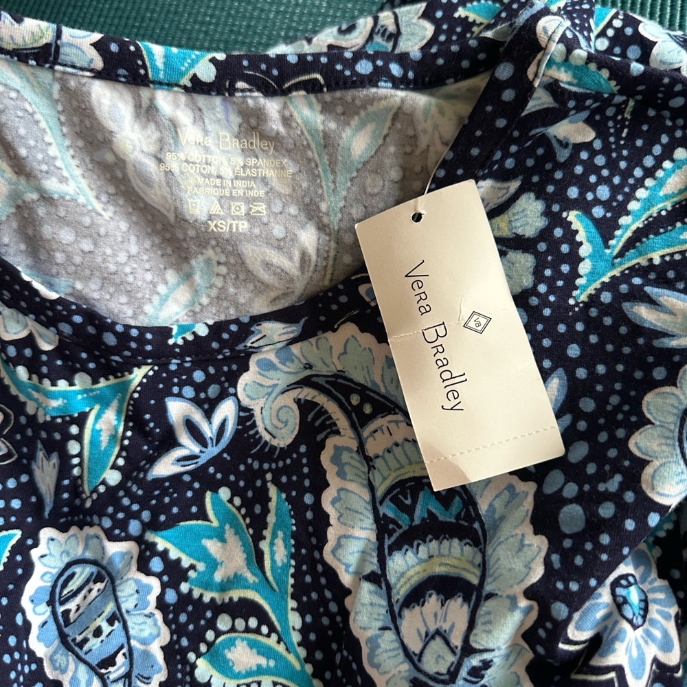 Vera Bradley Short Sleeved Night Dress North Shore Paisley Blue NWT XS - Picture 7 of 7